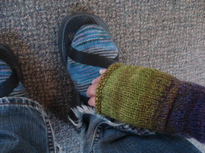 socks, chacos and mitts